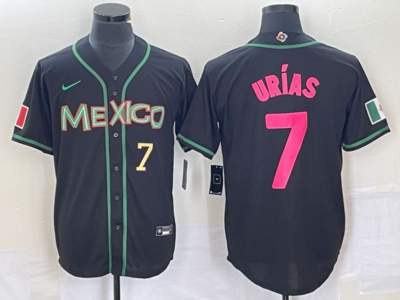 Men 2023 World Cub Mexico #7 Urias Black pink Nike MLB Jersey32